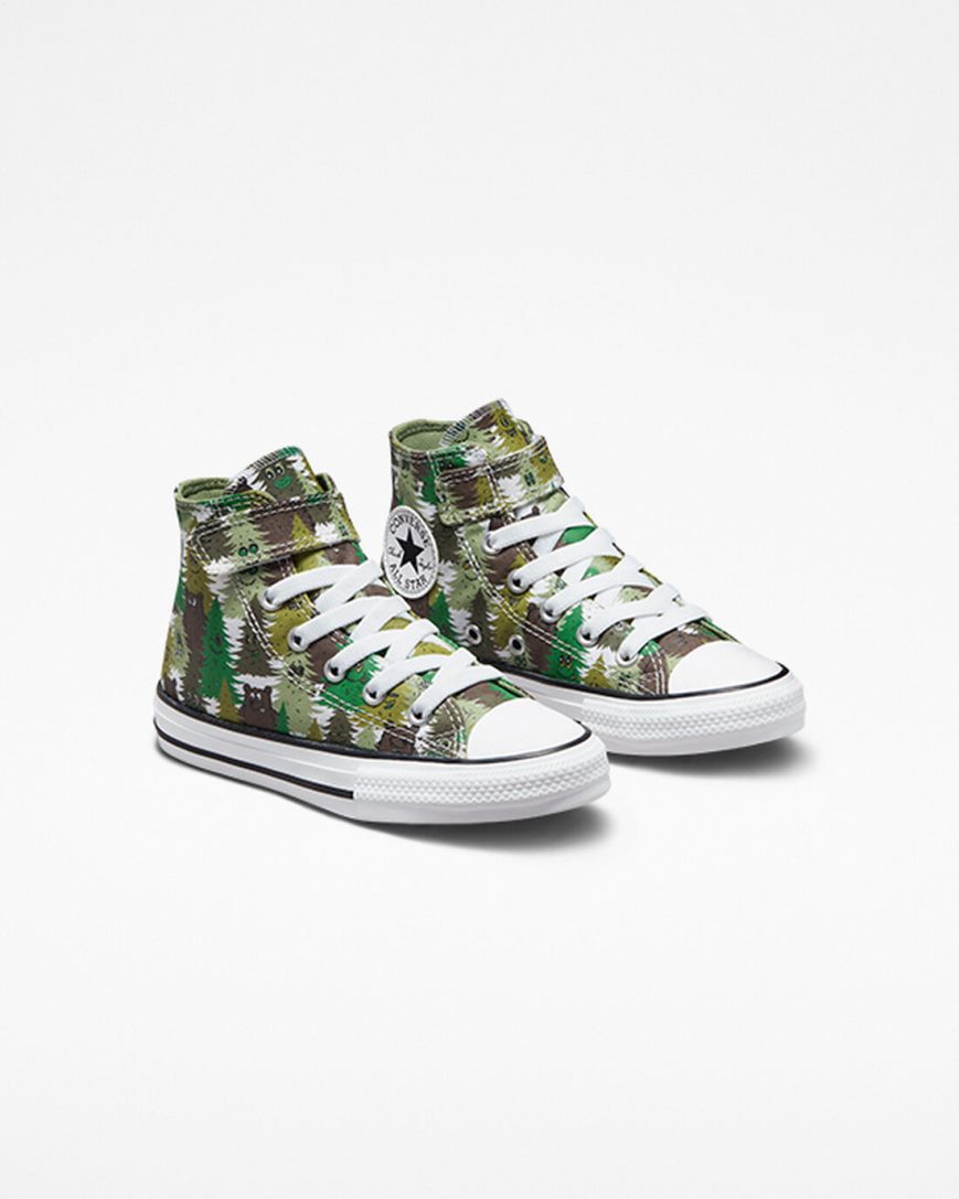 Zapatillas Altas Converse Chuck Taylor All Star Easy-On Forest Camo Niño Blancas Verde | PE 7E054L